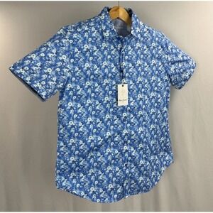 Robert Graham Button-Up Shirt Mens Small Floral Vibrant Flip Cuff SS Cotton NEW